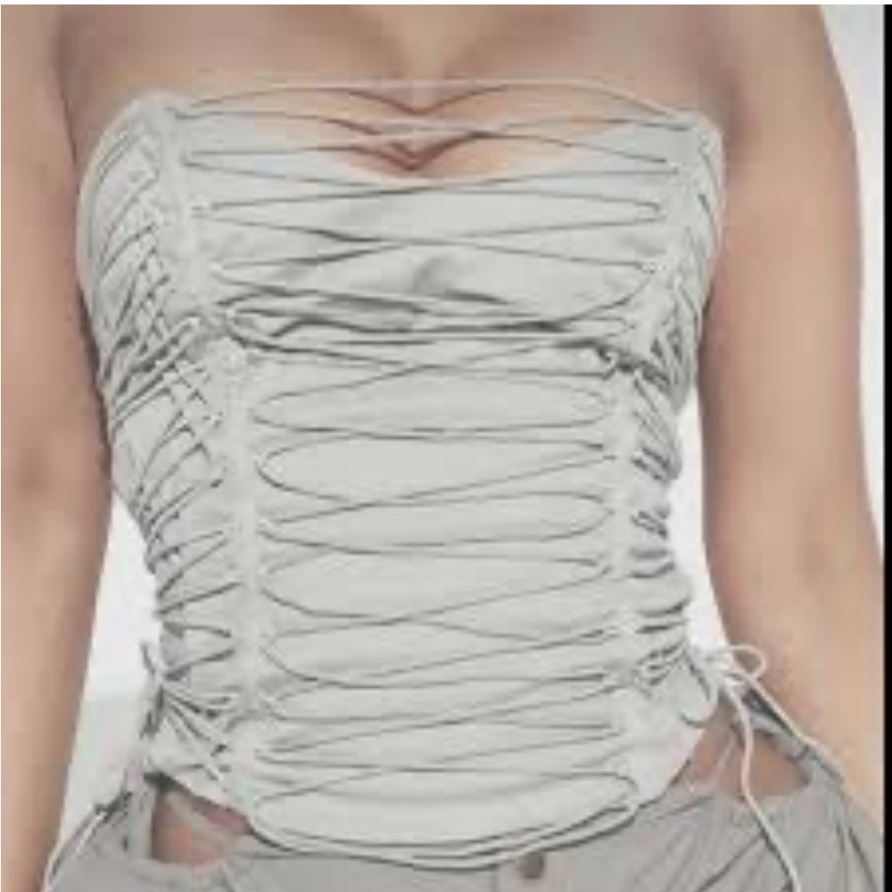 House of CB Light Gray Zip-Up Corset